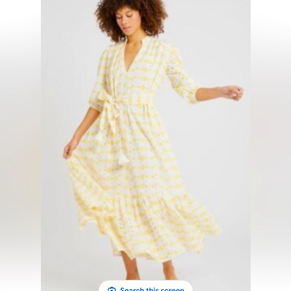 Mille Ada Midi Dress Floral Sunshine Eyelet Embroidered Cotton Ruffle